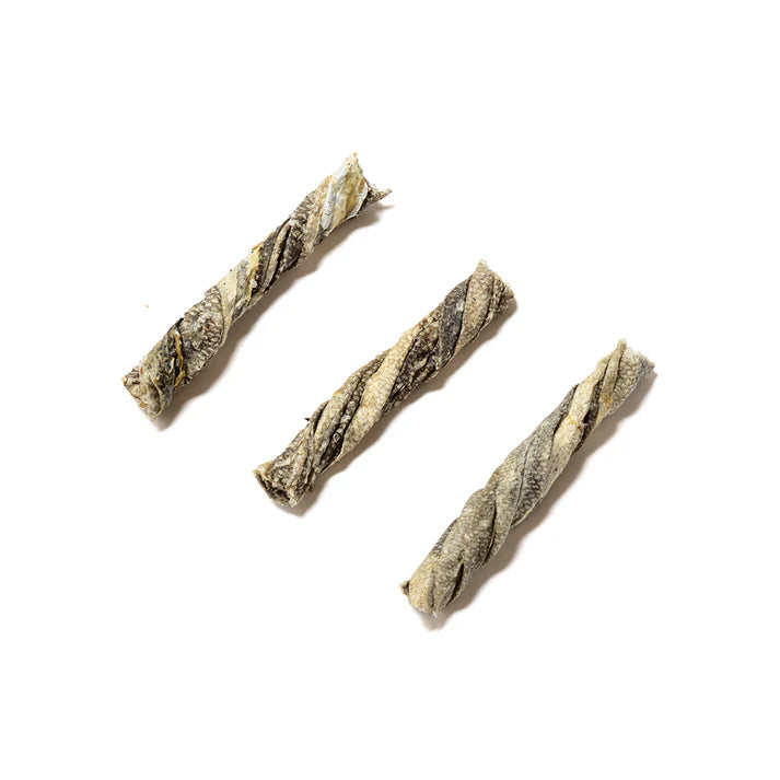 100% Natural Fish Skin Twists. Dog treats