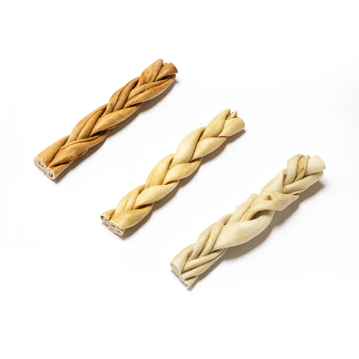 4 x Lamb Braided skin twists. All natural dog chew