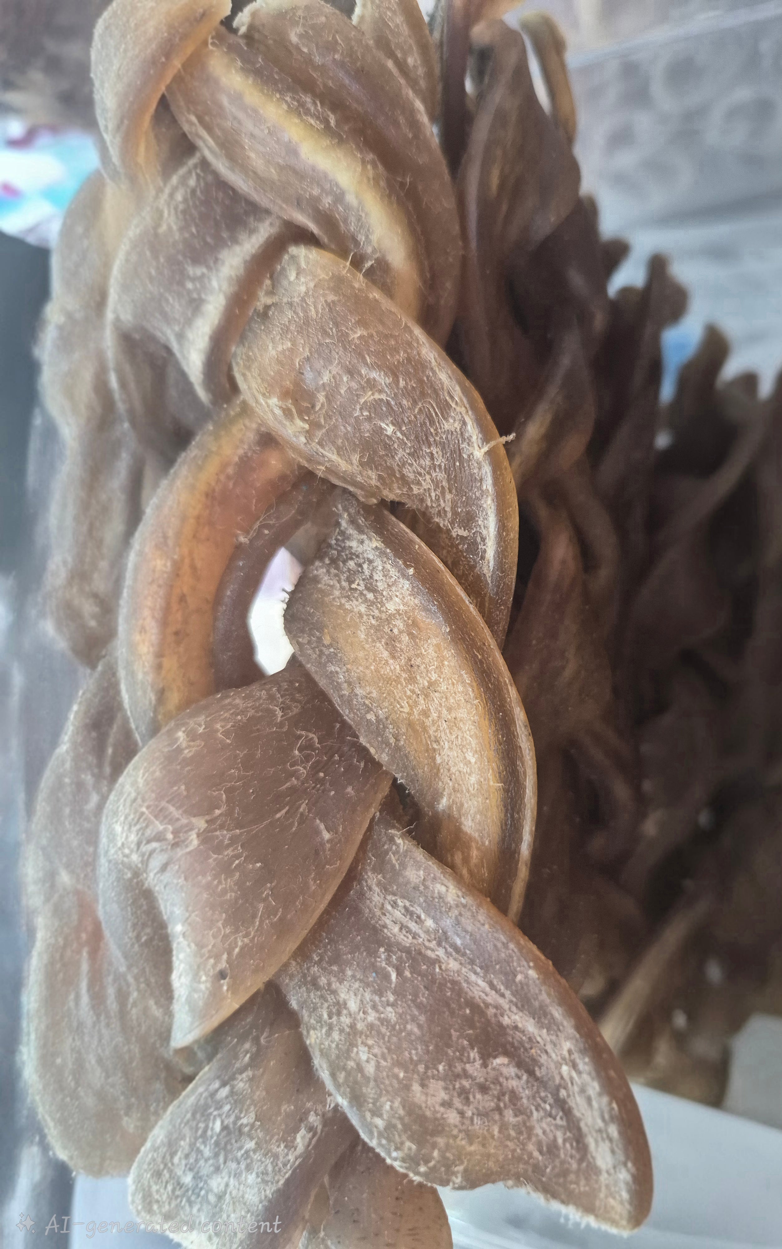 4 x Camel Braided skin twists. All natural dog chew
